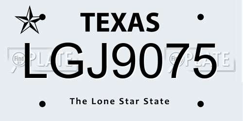 LGJ9075 Texas License Plate