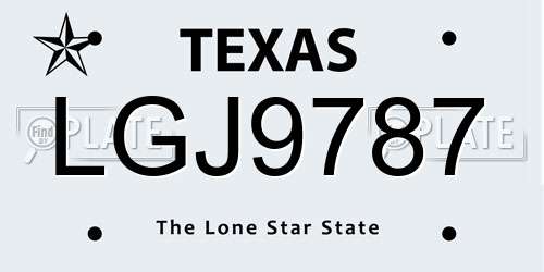 LGJ9787 Texas License Plate