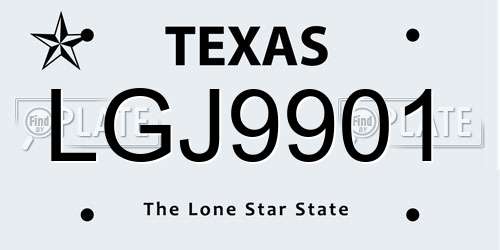 LGJ9901 Texas License Plate