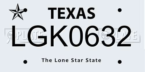 LGK0632 Texas License Plate