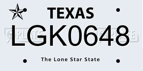 LGK0648 Texas License Plate
