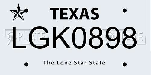 LGK0898 Texas License Plate