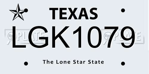 LGK1079 Texas License Plate