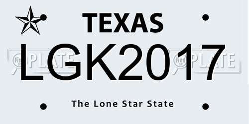 LGK2017 Texas License Plate