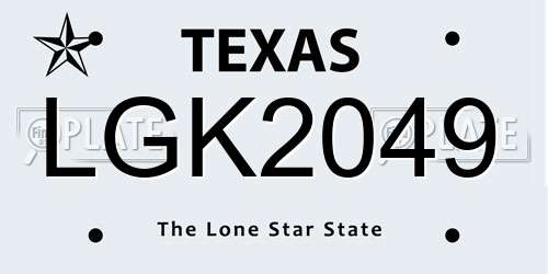 LGK2049 Texas License Plate