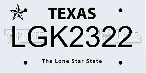 LGK2322 Texas License Plate