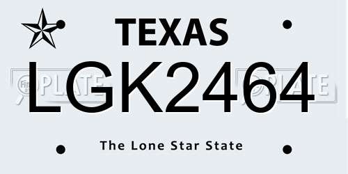 LGK2464 Texas License Plate