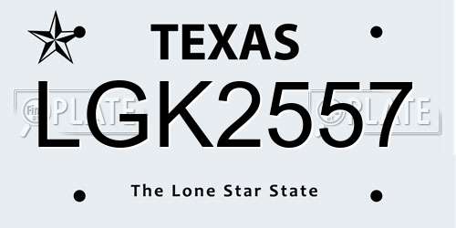 LGK2557 Texas License Plate