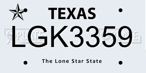 LGK3359 Texas License Plate