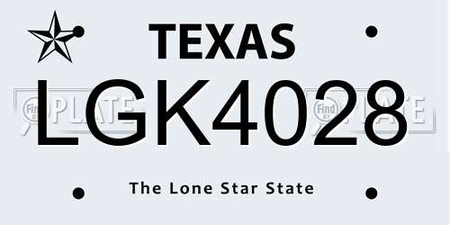 LGK4028 Texas License Plate
