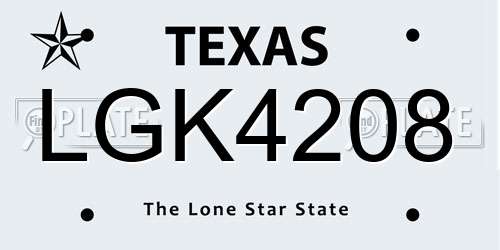 LGK4208 Texas License Plate