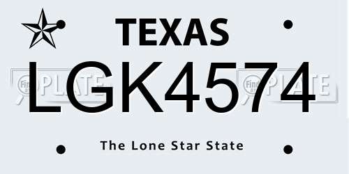 LGK4574 Texas License Plate