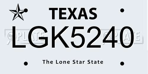 LGK5240 Texas License Plate