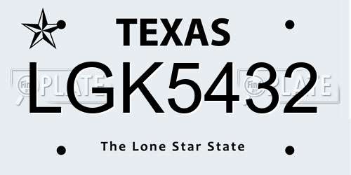 LGK5432 Texas License Plate