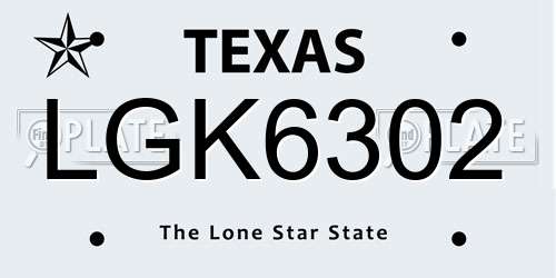 LGK6302 Texas License Plate