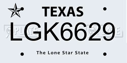LGK6629 Texas License Plate