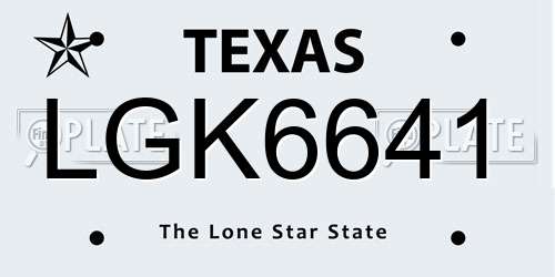 LGK6641 Texas License Plate