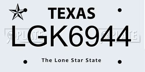 LGK6944 Texas License Plate