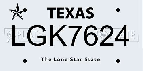 LGK7624 Texas License Plate