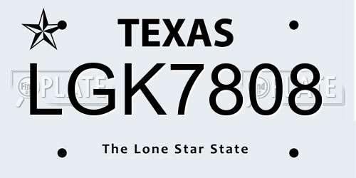 LGK7808 Texas License Plate