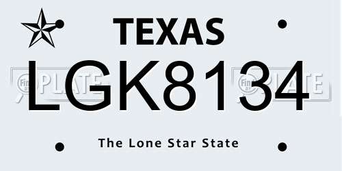 LGK8134 Texas License Plate