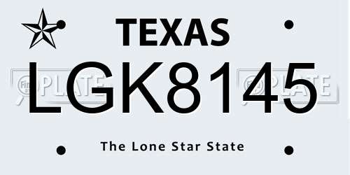 LGK8145 Texas License Plate