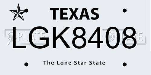 LGK8408 Texas License Plate