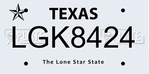 LGK8424 Texas License Plate