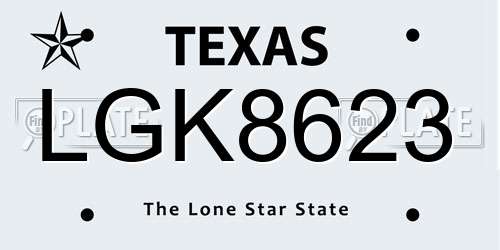 LGK8623 Texas License Plate