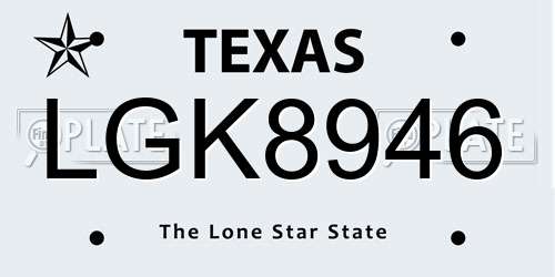 LGK8946 Texas License Plate