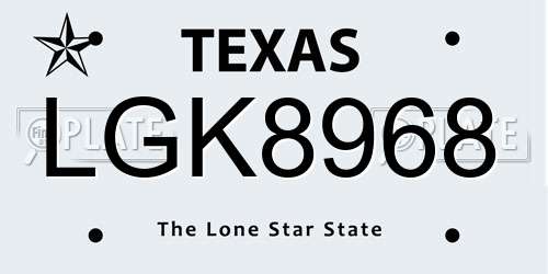LGK8968 Texas License Plate