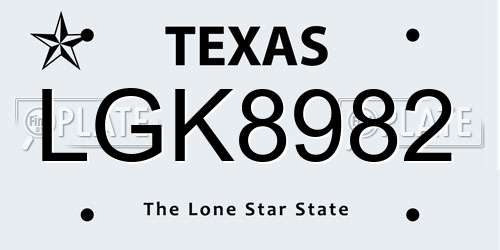 LGK8982 Texas License Plate