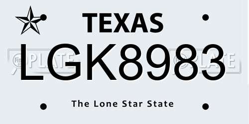LGK8983 Texas License Plate