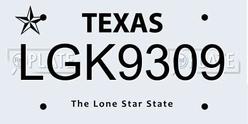 LGK9309 Texas License Plate