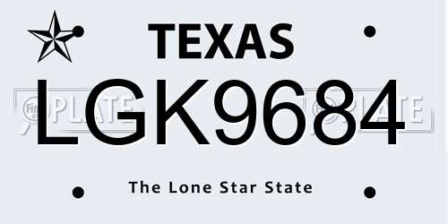 LGK9684 Texas License Plate
