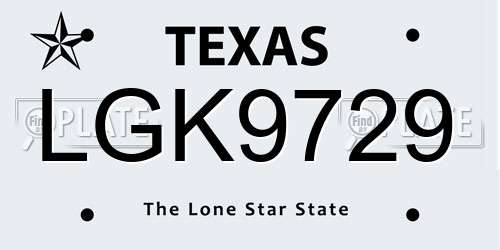 LGK9729 Texas License Plate