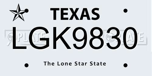 LGK9830 Texas License Plate