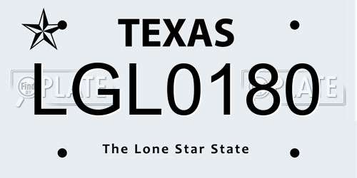 LGL0180 Texas License Plate