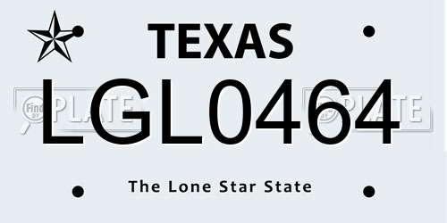 LGL0464 Texas License Plate