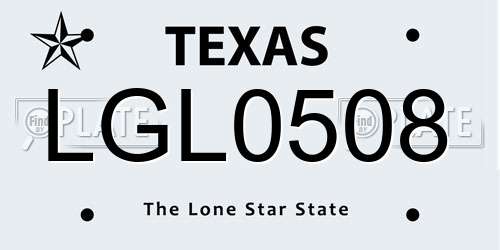 LGL0508 Texas License Plate
