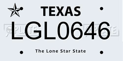 LGL0646 Texas License Plate