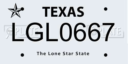 LGL0667 Texas License Plate