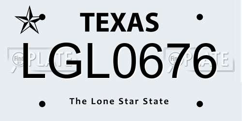 LGL0676 Texas License Plate