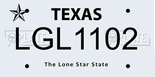 LGL1102 Texas License Plate