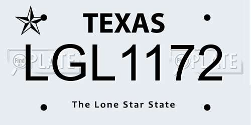 LGL1172 Texas License Plate