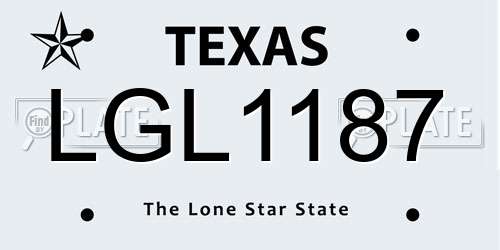 LGL1187 Texas License Plate