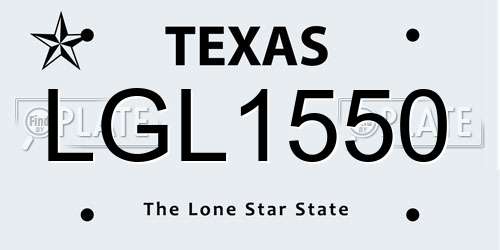 LGL1550 Texas License Plate
