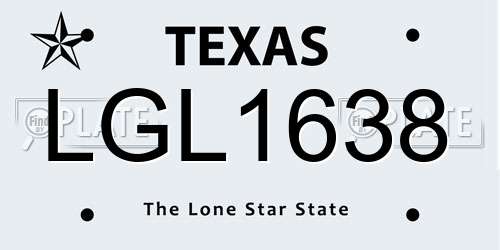 LGL1638 Texas License Plate