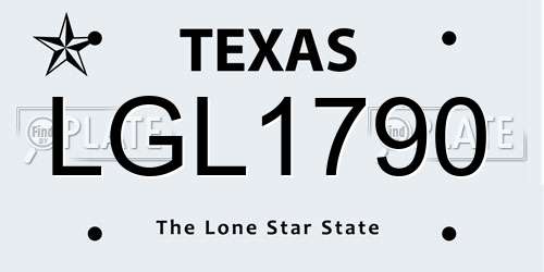 LGL1790 Texas License Plate
