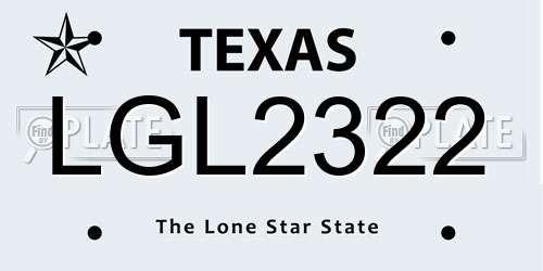 LGL2322 Texas License Plate